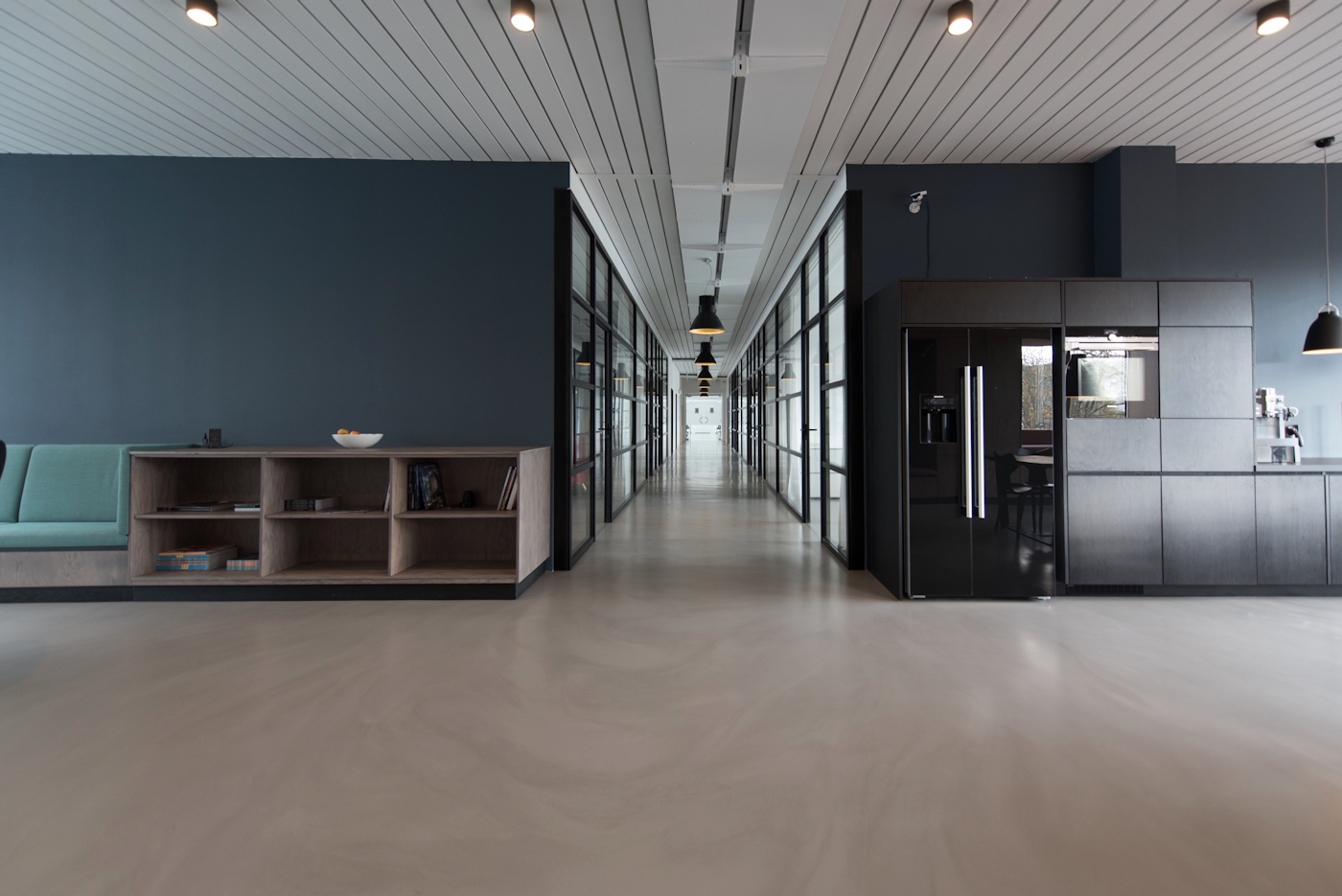 Bright office interior with windows